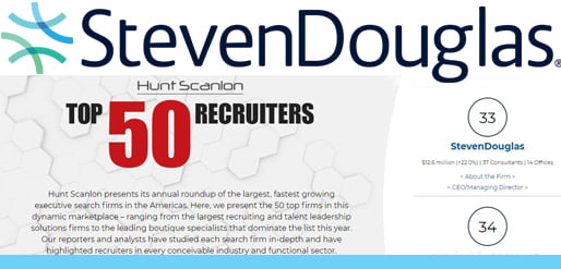 StevenDouglas is Ranked Again in the Top 50 Executive Search firms in the United States