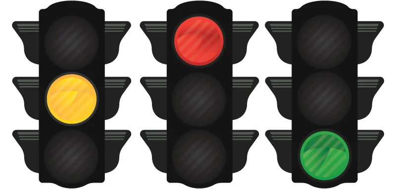 yellow, red and green stoplight illustration